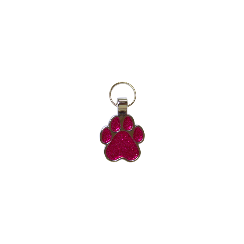 Pet tag huella rosa