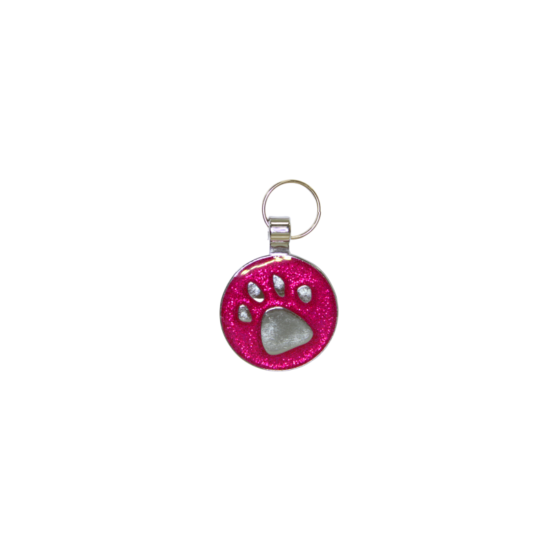 Pet tag red huella rosa